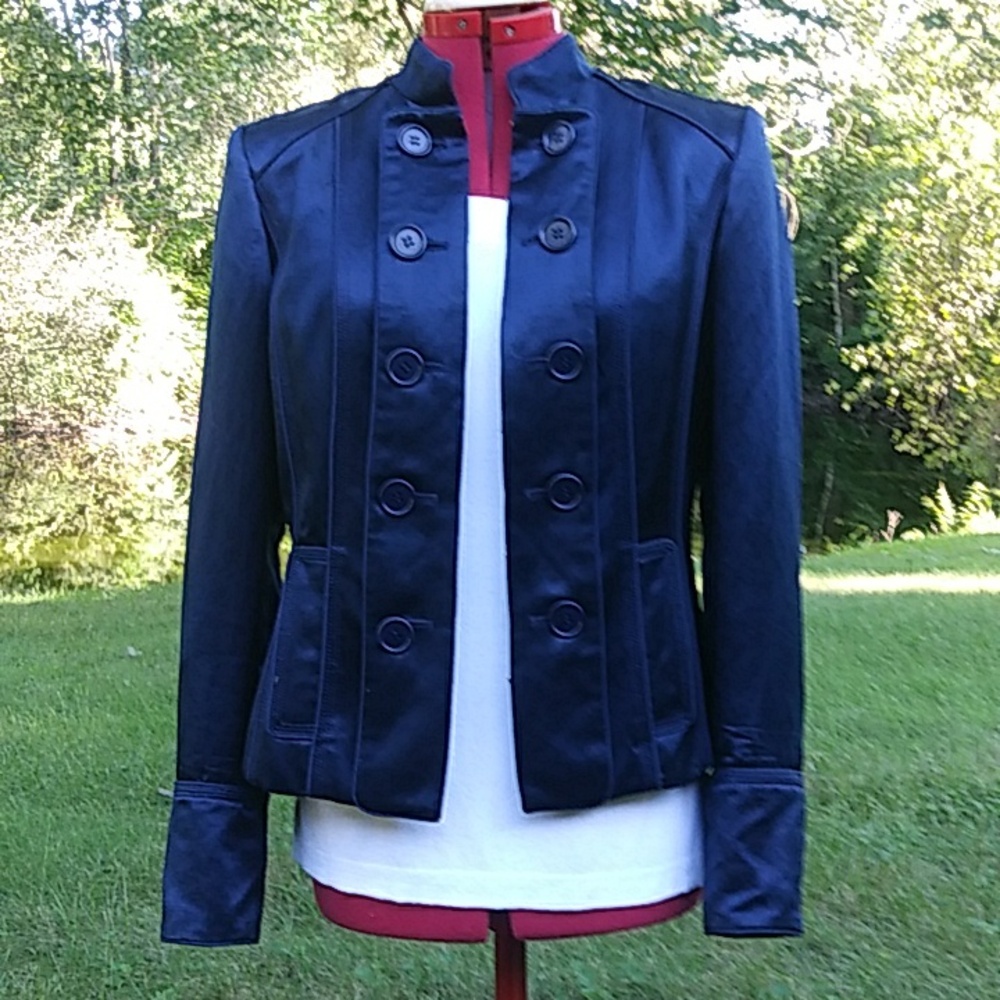 CalvinKlein Military Navy Blue Satin Silk Jacket